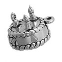 Silver Birthday Cake with 3 candles Charm