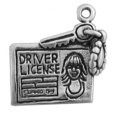 Silver girl's driver's license charm
