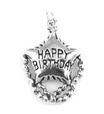 Silver Happy Birthday Mylar Balloon Charm