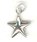 Silver star with hollow back charm - looks puffed