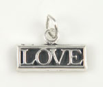 Silver love tag charm