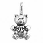 silver teddy bear pendnant necklace charm