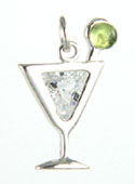 silver martini crystal charm