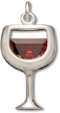 silver red wine crystal charm