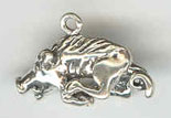Sterling silver razorback hog charm