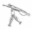 Silver fishing pole with fish charm