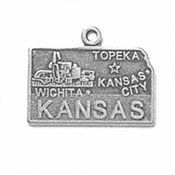 Sterling Silver Kansas State Charm