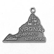 Silver Virginia State Charm