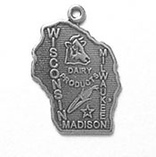 Silver Wisconsin State Charm