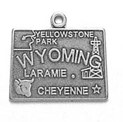 Silver Wyoming State Charm
