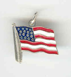Sterling silver enamel US flag charm