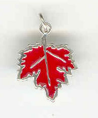 Silver enamel maple leaf charm