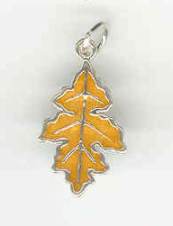 Sterling silver enamel oak leaf charm