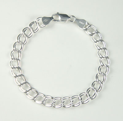 Silver Traditional Double Link Charm Bracelet