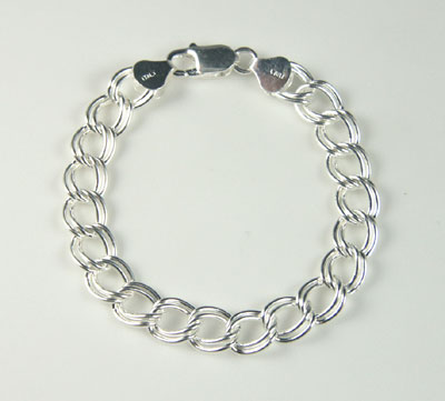 Silver doulble link charm bracelet