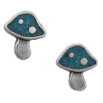Sterling Silver Inlaid Turquoise Mushroom Earrings