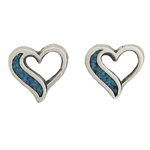 Sterling Silver Inlaid Turquiose Heart Earrings
