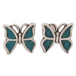 Sterling Silver Inlaid Turquoise Butterfly Earrings