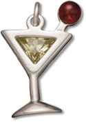 silver apple martini charm or apple-tini crystal charm