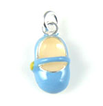 Silver Enamel Baby Shoe Charm