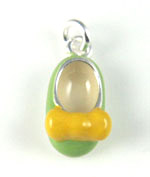 Silver Enamel Baby Shoe Charm