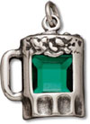 Silver green beer mug charm