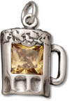 silver yellow beer mug crystal charm