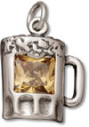 Silver yellow beer mug charm