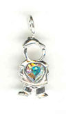 Silver Birthstone Kids April Boy Charm