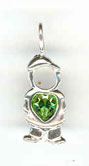 Silver Birthstone Kids August Boy Charm