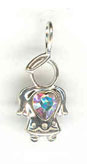 Silver Birthstone Kids April Angel Charm