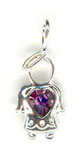 Silver Birthstone Kids February Angel Charm