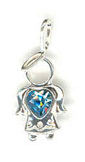 Silver Birthstone Kids March Angel Charm