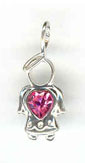 Silver Birthstone Kids October Angel Charm