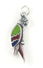 Silver double-sided enamel parrot charm