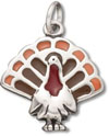 Silver Enamel Turkey Charm