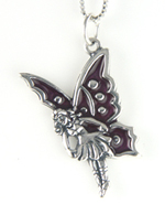 Silver & red enamel fairy charm