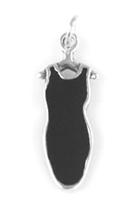 Sterling silver black enamel dress charm