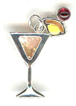 silver mai-tai drink crystal charm