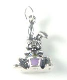 Silver enamel Easter bunny charm