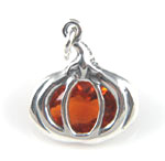 Silver with orange crystal Halloween pumpkin charm