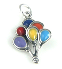 Silver Birthday Enamel Balloons Charm