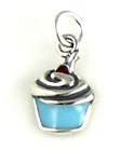 Sterling silver bue enamel cupcake charm