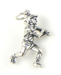 Silver Baseball Player Charm