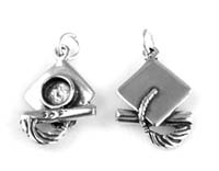 Sterling silver graduation cap charm