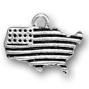 Silver flag shaped like USA charm