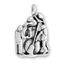 silver kids building snowman charm