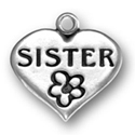 Sterling silver Sister charm