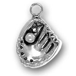 Silver Baseball Glove with Ball Charm