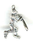 Silver Baseball Player Charm